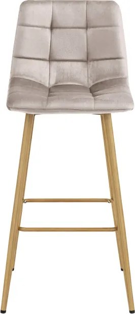 Barová stolička ARCETO zamatová, tmavobéžová / hnedá