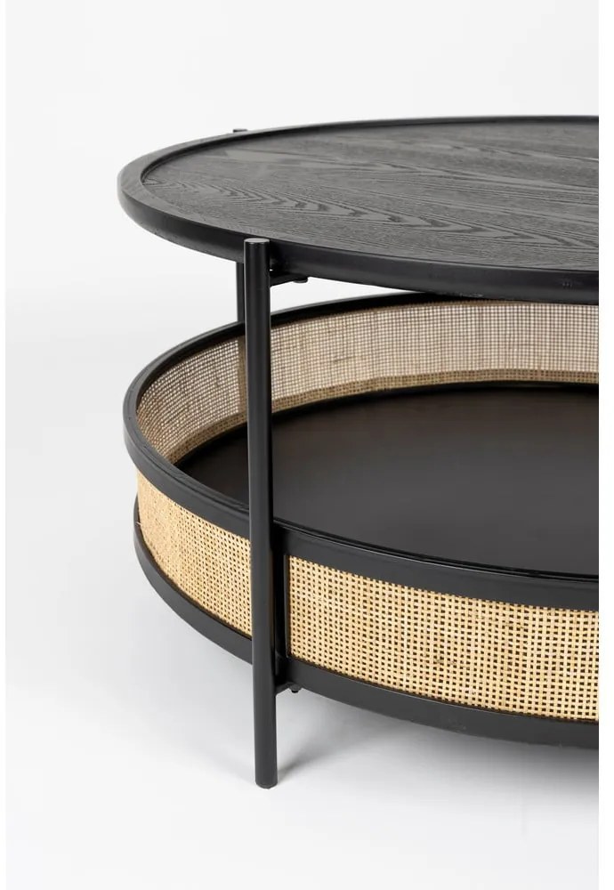 Okrúhly konferenčný stolík v čierno-prírodnej farbe ø 80 cm Makoto – White Label