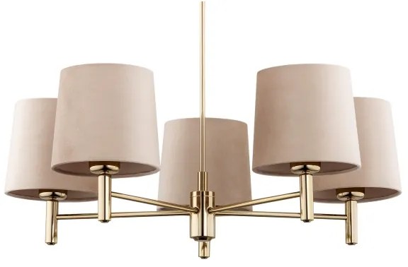 Argon 2105 - Luster na tyči PONTE 5xE27/15W/230V mosadz/béžová