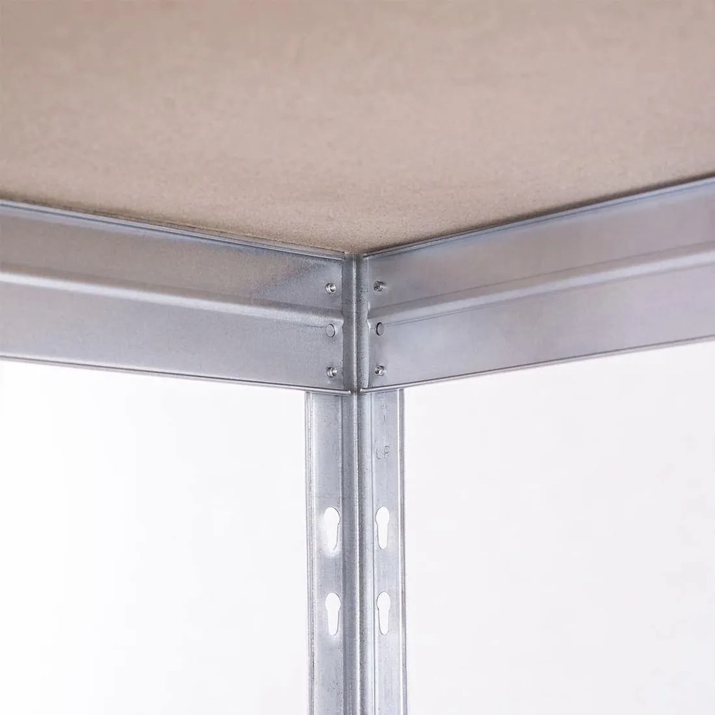 Bezskrutkový kovový regál RIVET, 180x90x45 cm, 5x HDF polica, zinok