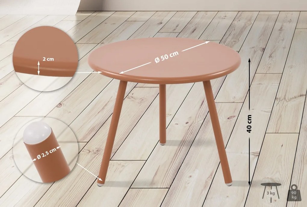 Konferenčný stolík Berea - v40 x Ø50 cm - Terracotta