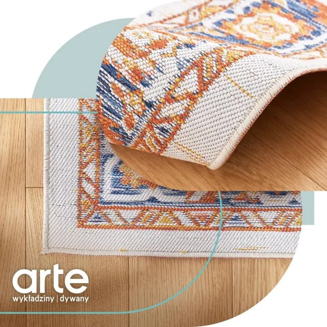 Šnúrkový obojstranný koberec ECHO FLORAL Ivory