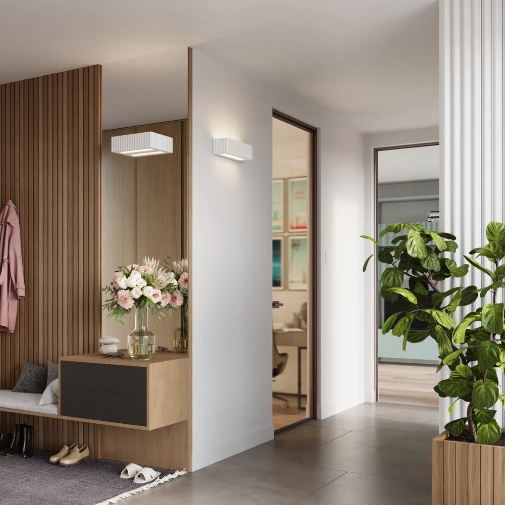 Nástenné svietidlo Rigata, 1x biele keramické tienidlo