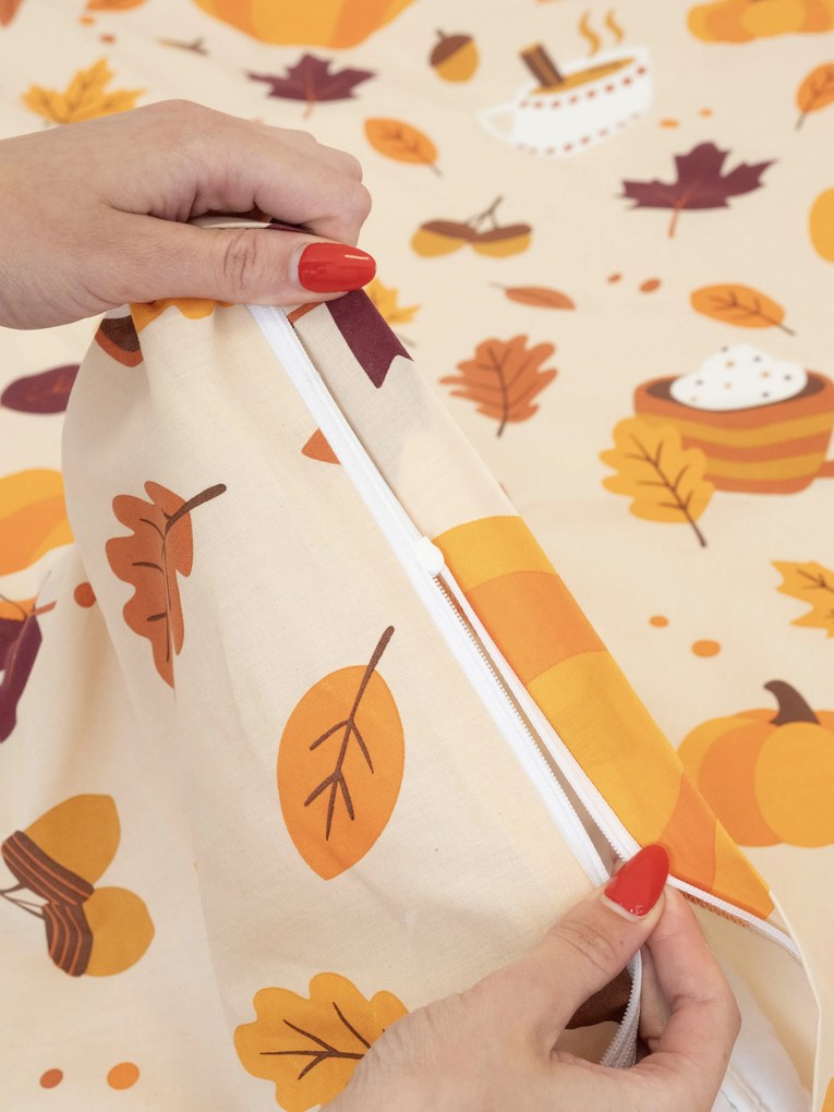Bavlnená obliečka na vankúš Renforcé 40 × 60 cm - Hrejivá jeseň prírodná