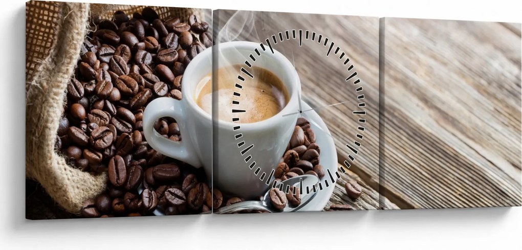 Obraz - Espresso (s hodinami) (90x30 cm)