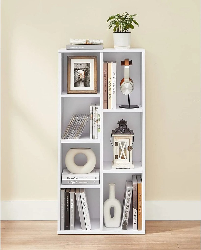 7-priehradková knižnica, polica na knihy, biela