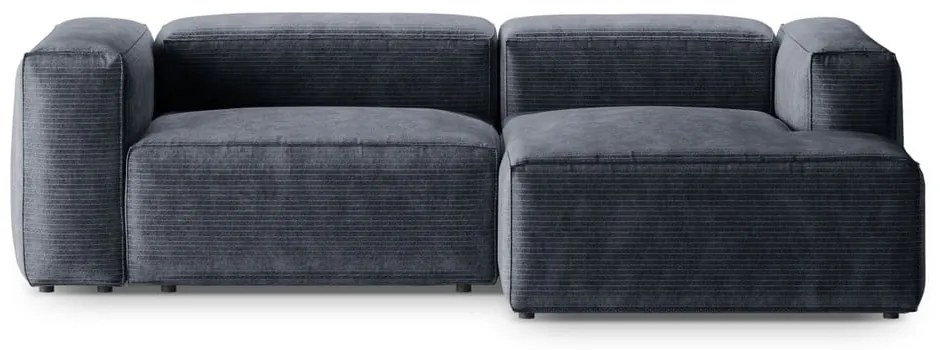 Sivomodrá menčestrová rohová pohovka (pravý roh/s leňoškou) Bergamo – Cosmopolitan Design