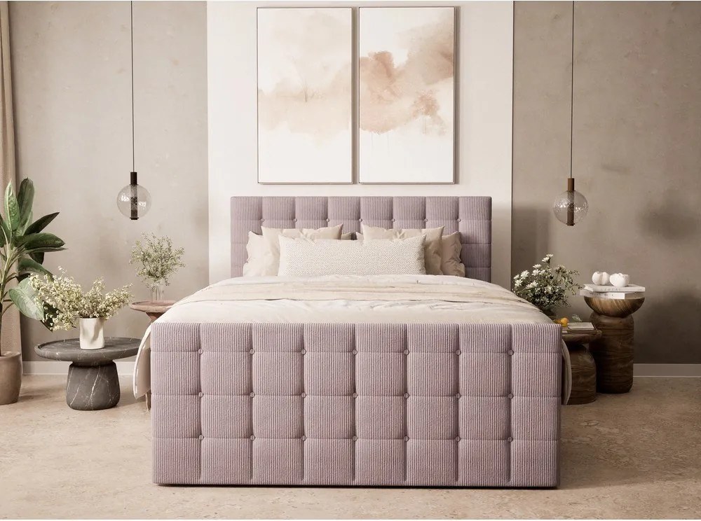 Fialová boxspring posteľ s úložným priestorom 200x200 cm Tasca – Maison de Rêve