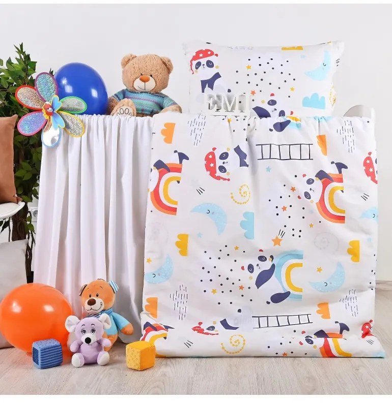 Obliečky detské Pandy biele EMI, Detský set 90x130 + 45x65