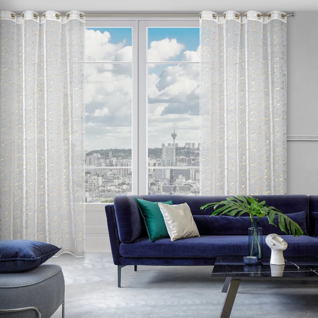 ZÁCLONA NA KRÚŽKOCH REVA1 140X250 CM VZOROVANÁ