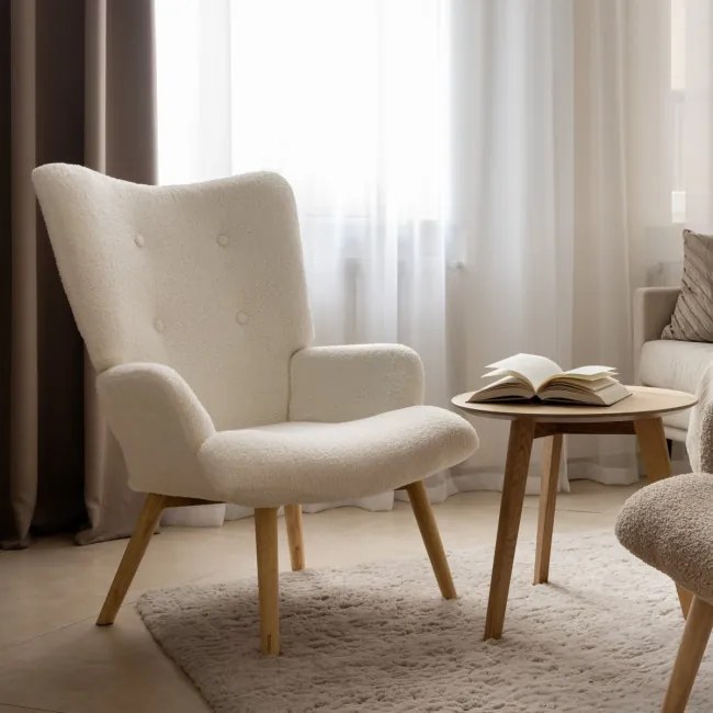 Kreslo MOSS TEDDY BOUCLE biele 828534