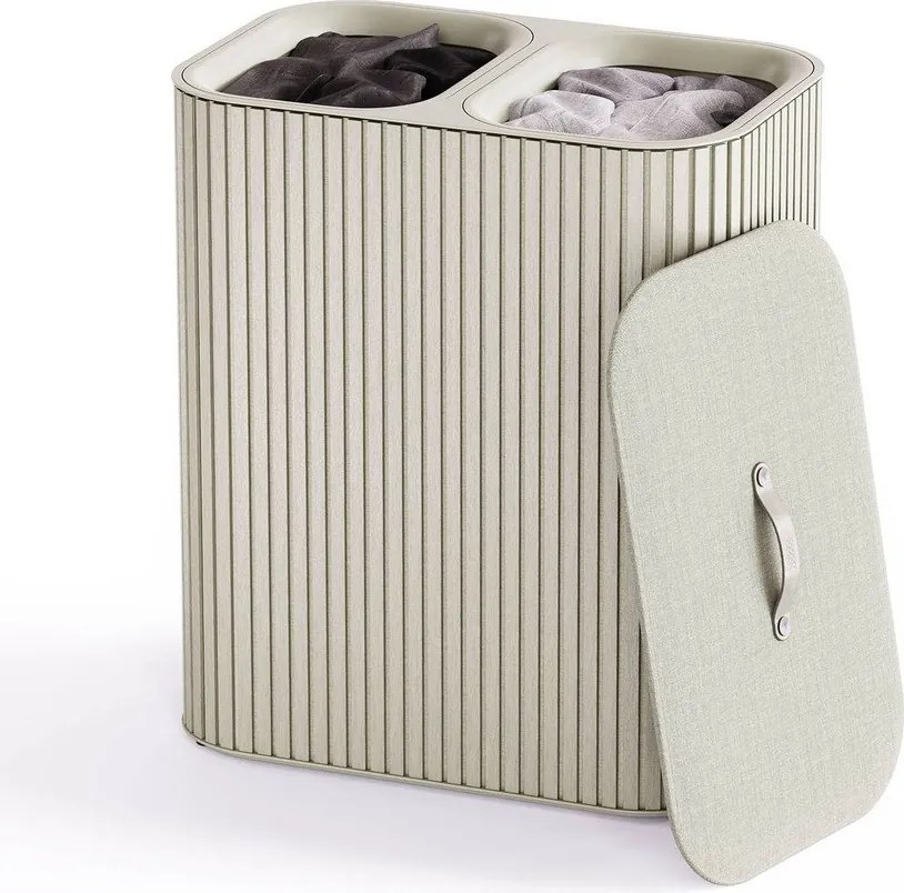 Béžový bambusový kôš na bielizeň 2x45 l Tota Luxe – Joseph Joseph