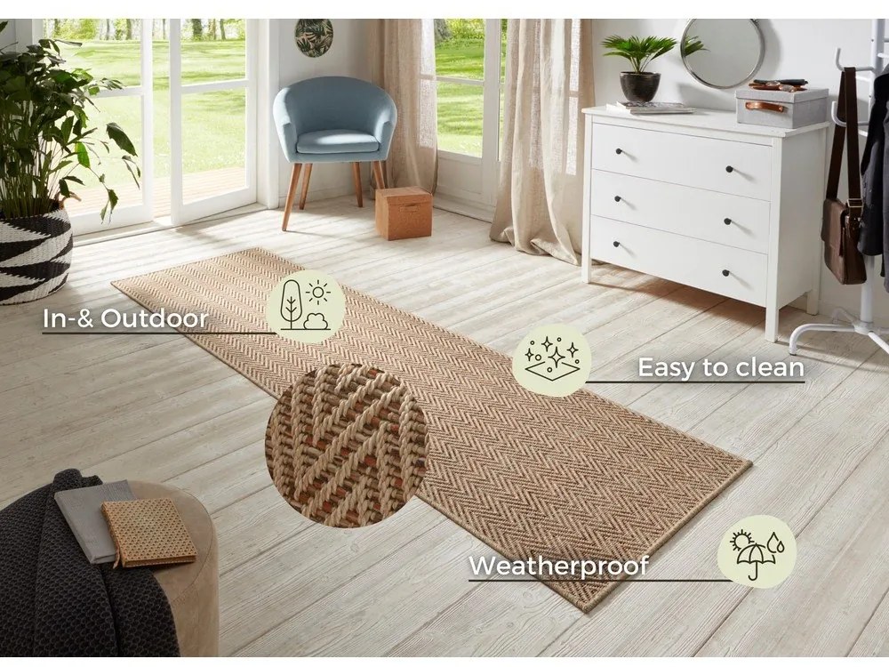 Svetlohnedý vnútorný a vonkajší koberec 80x150 cm Nature – Hanse Home