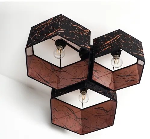 Duolla - Prisadený luster ROLLER TRIO HEX 3xE27/15W/230V čierna/medená