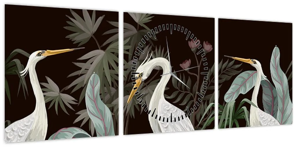 Obraz - Vtáky (s hodinami) (90x30 cm)