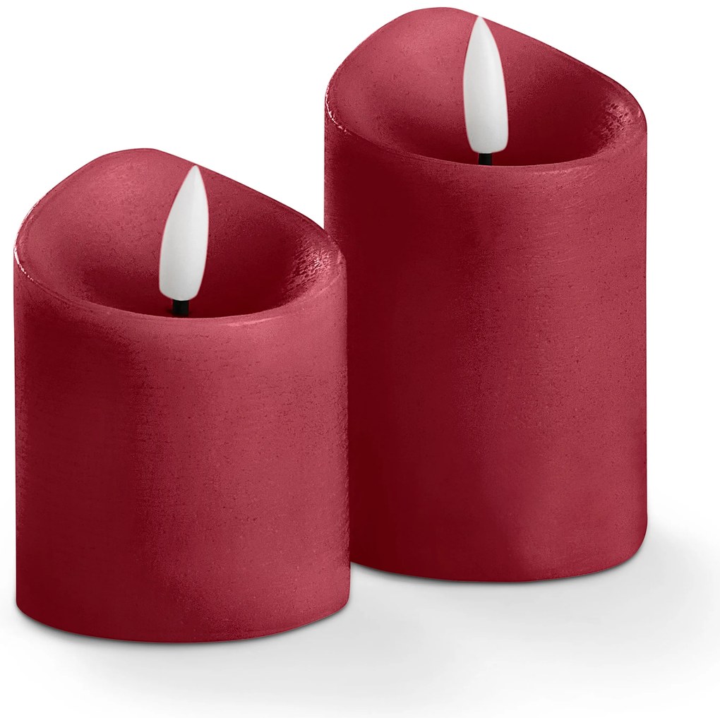 Sviečky z pravého vosku s LED, 4 ks, červené