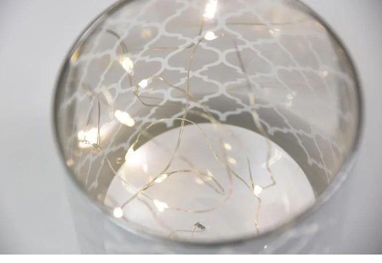 Sada dekoratívnych svietidiel, biele sklo micro LED