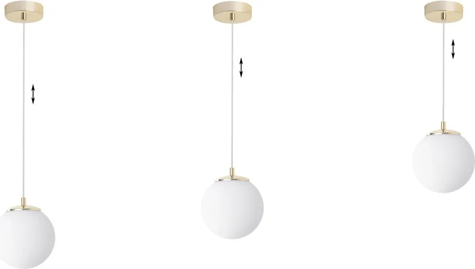 Závesné svietidlo Florence, 1x biele sklenené tienidlo, g