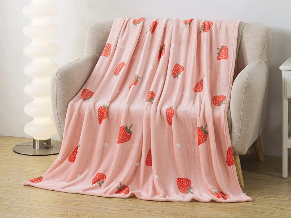 XPOSE® Mikroplyšová deka STRAWBERRY 140x200 cm