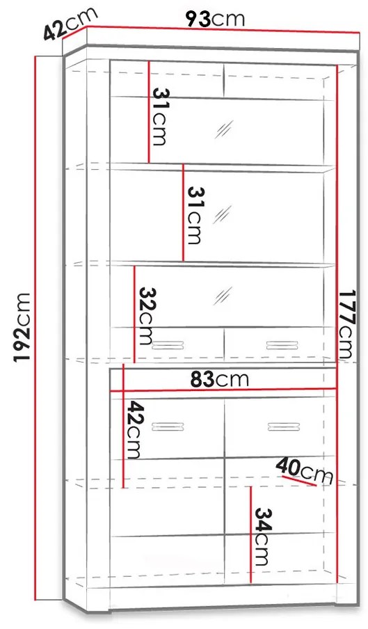 Vitrína Nadenas N3 (jaseň tmavý). Vlastná spoľahlivá doprava až k Vám domov. 1122699
