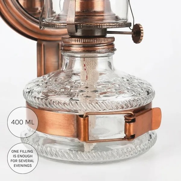 Brilagi - Petrolejová lampa so zrkadlom MERLIN medená/patina