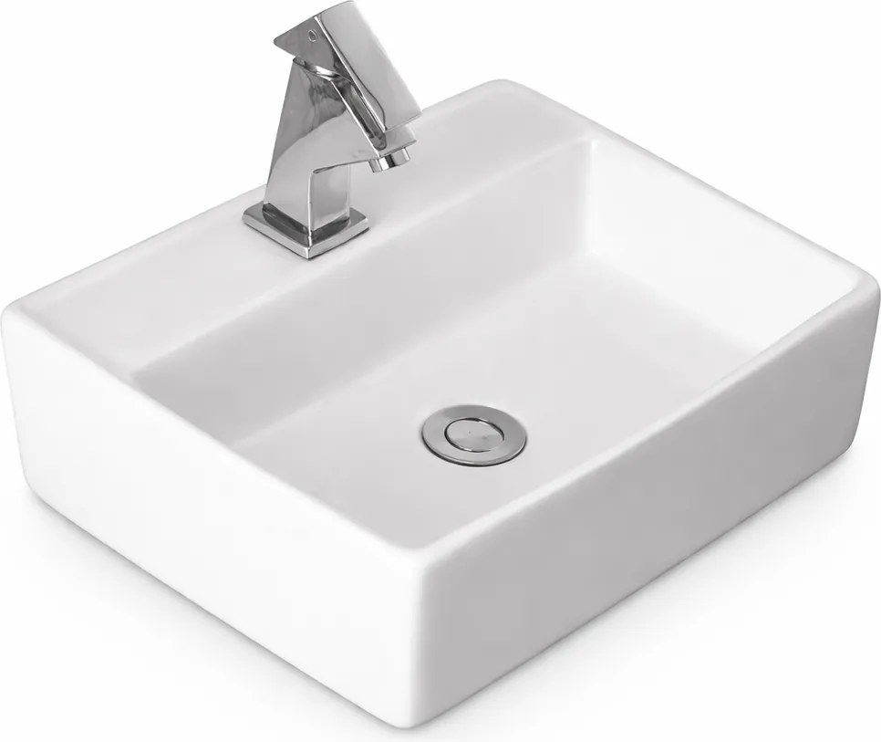 LINZ || Umývadlo na dosku, keramika, biela, hranatá