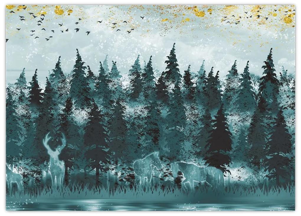 Obraz - Zvieratá v lese (70x50 cm)