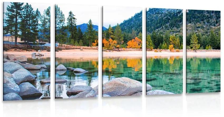 5-dielny obraz jazero v nádhernej prírode