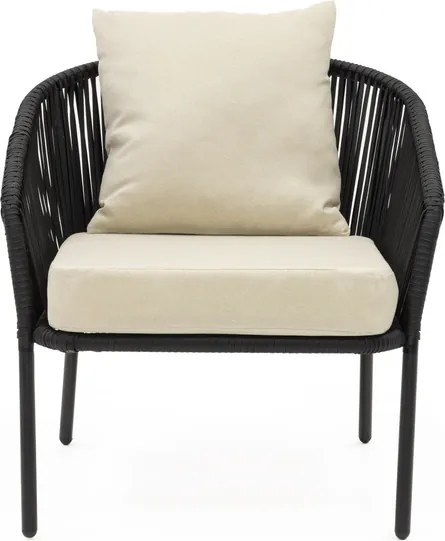 Záhradný nábytok na terasu – pohovka, kreslá a stolík Springos GF0116 čierno-béžová súprava