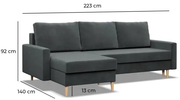 Rohová rozkladacia sedačka BLANK Elegant tmavosivá