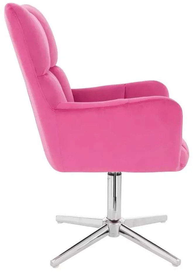 LuxuryForm DESIGN Otočné kreslo AURORA VELUR na striebornom kríži - tmavoružové