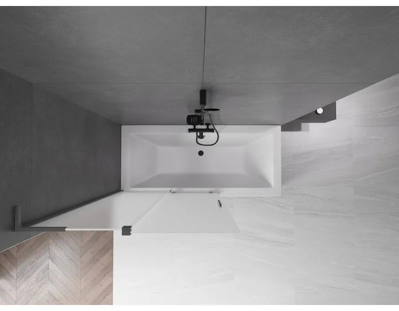 Mexen Velar L, 2-krídlová posuvná vaňová zástena 110 x 150 cm, 8mm sklo námraza, grafitová, 896-110-003-31-95