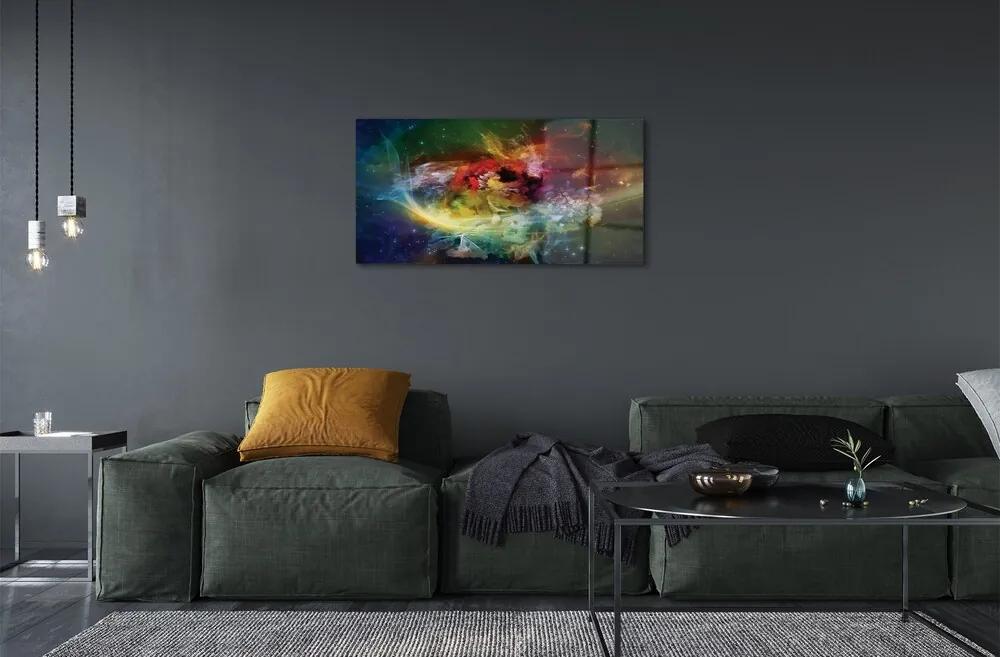 Sklenený obraz abstraktné fraktály 125x50 cm