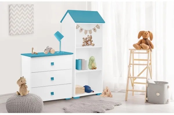 Komoda PABIS 87x83 cm biela/modrá