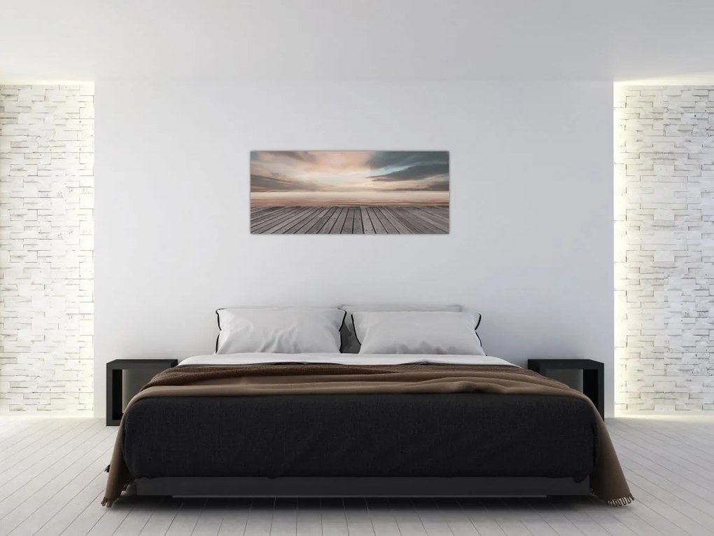 Obraz - Mólo pri západe slnka (120x50 cm)