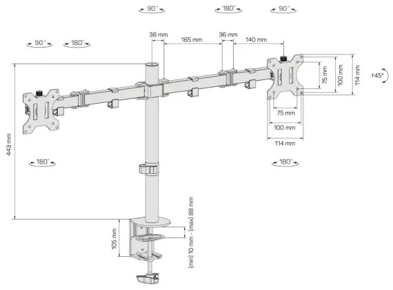 CONNECT IT CMF-3203-BK - Univerzálny držiak na 2 monitory 13-32” čierna