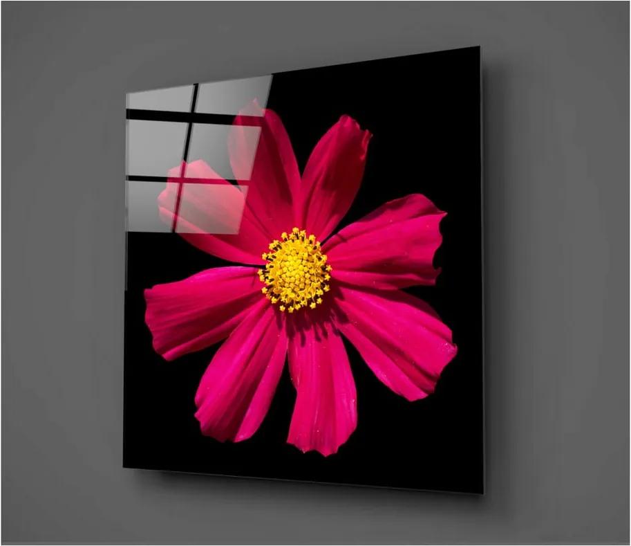 Čierno-červený sklenený obraz Insigne Flowerina, 30 × 30 cm