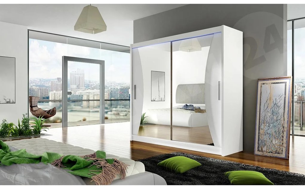 Šatníková skriňa London V, Farby: kašmír, Osvetlenie: osvetlenie LED RGB - farebné
