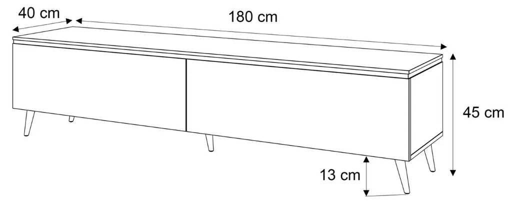 TV STOLÍK NESSIE 3 NA NOŽIČKÁCH BIELY LESK + ZLATÝ 180 cm