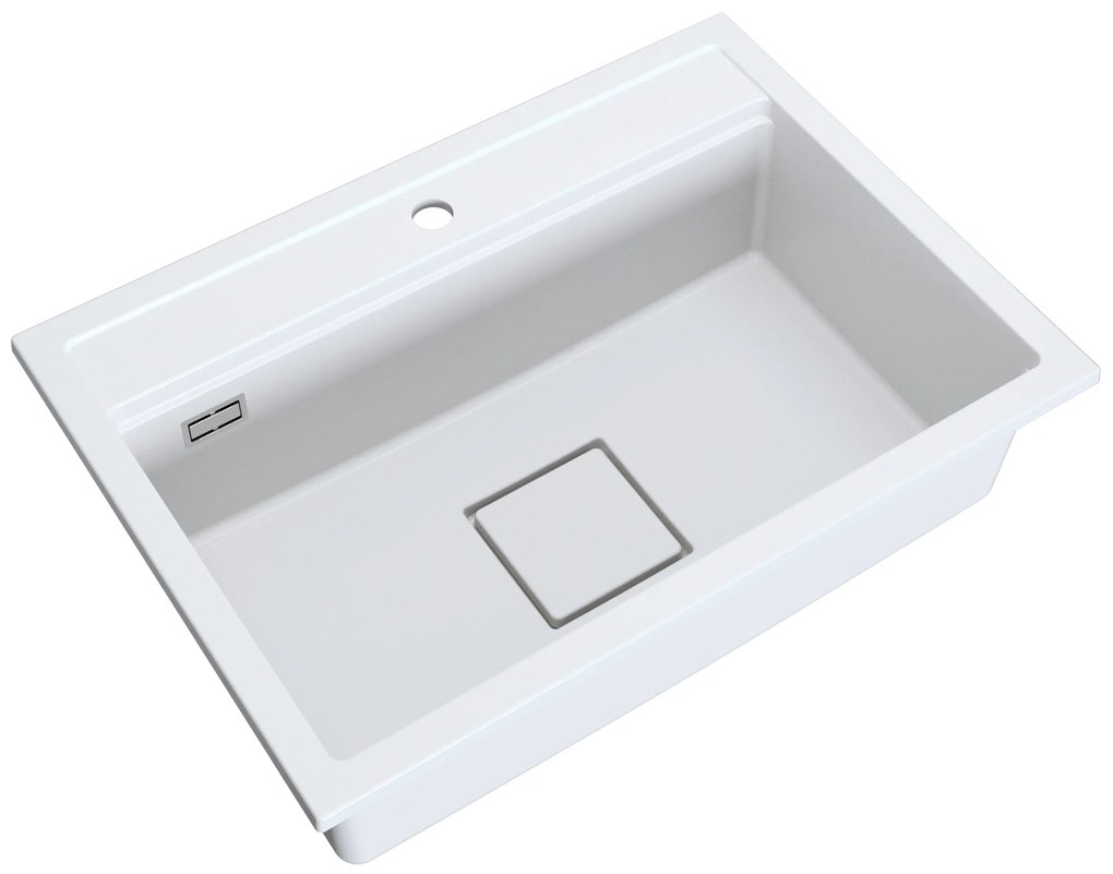 Gamma Quadro 7050, 1-komorový granitový drez 700x500x220 mm, biela, GMA-ZLE000236