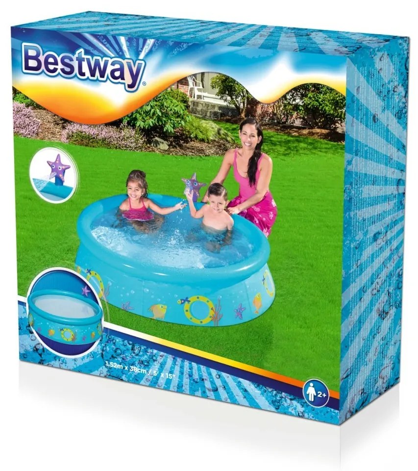 Bestway Detský nafukovací bazén so sprchou v tvare hviezdice 152 x 38 cm modrý