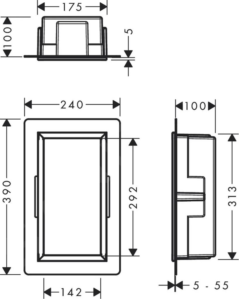 Hansgrohe XtraStoris Original, výklenok do steny s rámom, 300x150x100 mm, betónová šedá, HAN-56057380