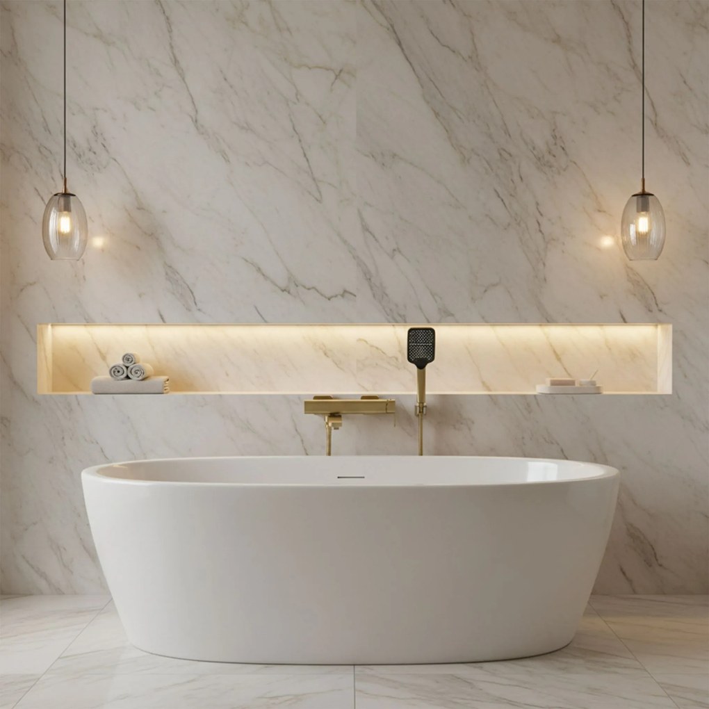 Rea Arlo, vaňová batéria s ručnou sprchovou súpravou, zlatá matná, REA-B0979