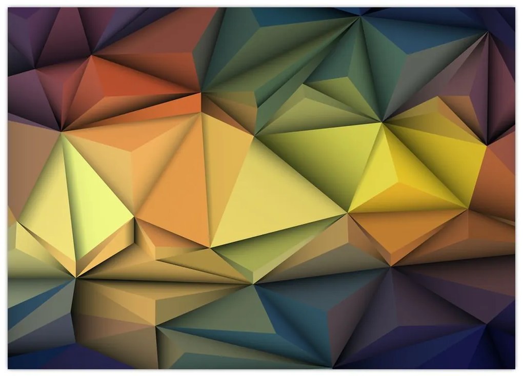 Sklenený obraz - Polygonálna 3D abstrakcia (70x50 cm)