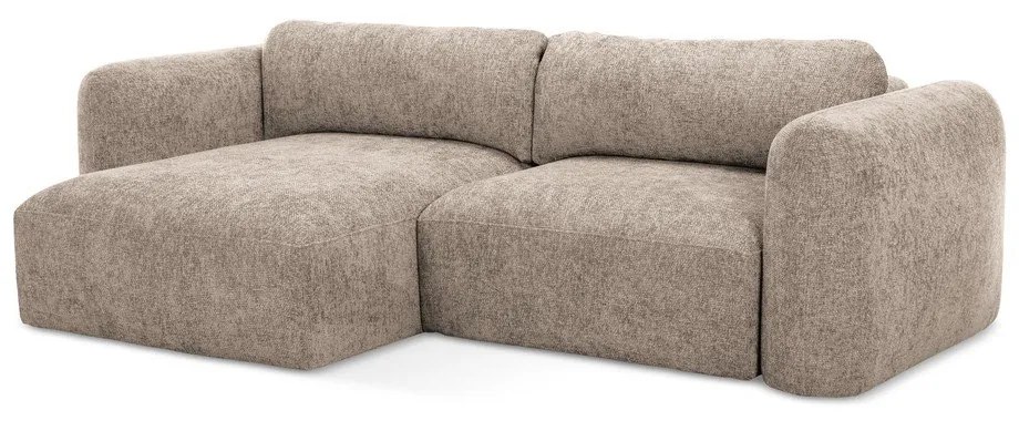 Svetlohnedá ženilková rozkladacia/s úložným priestorom rohová pohovka (ľavý roh/s leňoškou) Mele – Makamii