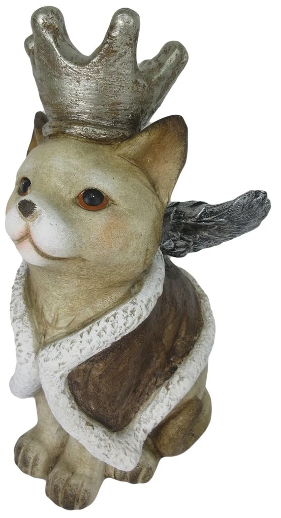 Dekorácia mačka s krídlami a korunkou - 34 * 21 * 37 cm