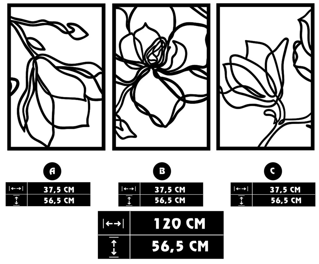 Nástenná kovová dekorácia Adda čierna