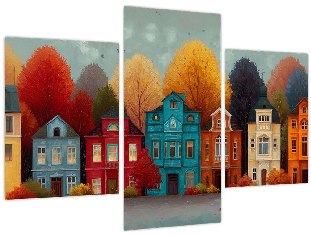Obraz - Maľované jesenné mesto (90x60 cm)