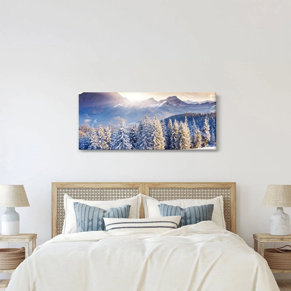 Obraz - Horská krajina v zime (120x50 cm)