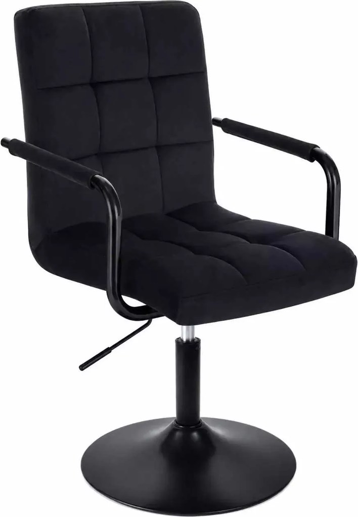 LuxuryForm DESIGN Otočná stolička VERONA BLACK VELUR na čiernom tanieri - čierna